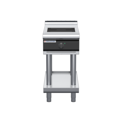 waldorf cue in8100lr3-ls-c0 450mm electric induction cooktop on leg stand with low splashback
