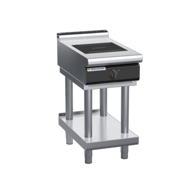 waldorf cue in8100lr3-ls-c0 450mm electric induction cooktop on leg stand with low splashback