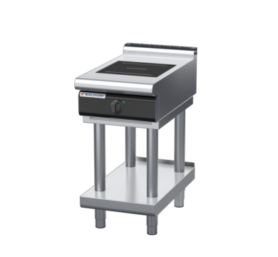 waldorf cue in8100lr3-ls-c0 450mm electric induction cooktop on leg stand with low splashback