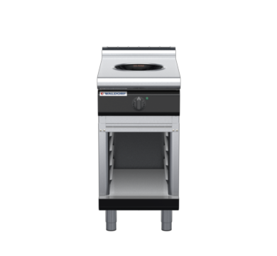 waldorf bold in8100lw5-cb-b0 450mm electric induction wok on cabinet base with low splashback