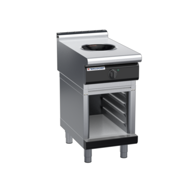 waldorf bold in8100lw5-cb-b0 450mm electric induction wok on cabinet base with low splashback