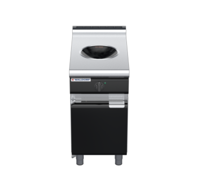 waldorf bold in8100lw5-cd-b0 450mm electric induction wok on cabinet base with door and low splashback