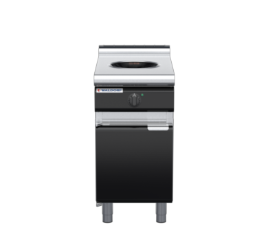 waldorf bold in8100lw5-cd-b0 450mm electric induction wok on cabinet base with door and low splashback