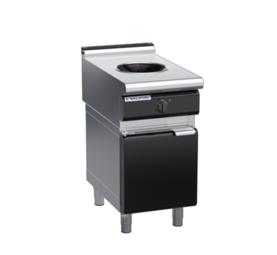 waldorf bold in8100lw5-cd-b0 450mm electric induction wok on cabinet base with door and low splashback