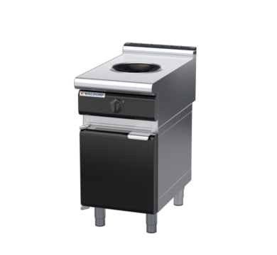 waldorf bold in8100lw5-cd-b0 450mm electric induction wok on cabinet base with door and low splashback