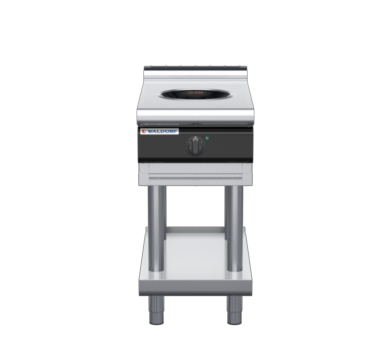 waldorf cue in8100lw3-ls-c0 450mm electric induction wok on leg stand with low splashback