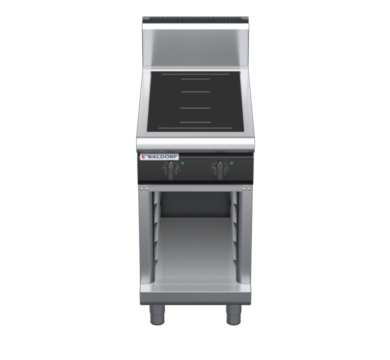 waldorf cue in8200hf-cb-c0 450mm electric induction cooktop on cabinet base with high splashback