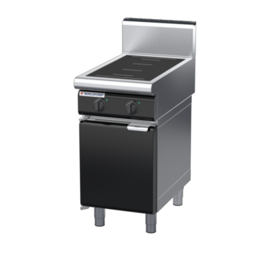 waldorf bold in8200hf-cd-b0 450mm electric induction cooktop on cabinet base with door and high splashback