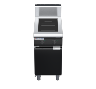waldorf bold in8200hr2-cd-b0 450mm electric induction cooktop on cabinet base with door and high splashback