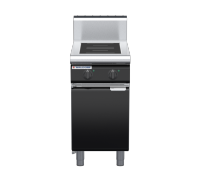 waldorf bold in8200hr2-cd-b0 450mm electric induction cooktop on cabinet base with door and high splashback