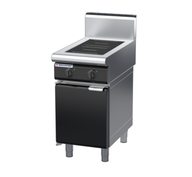 waldorf bold in8200hr2-cd-b0 450mm electric induction cooktop on cabinet base with door and high splashback