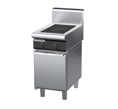 waldorf cue in8200hr2-cd-c0 450mm electric induction cooktop on cabinet base with door and high splashback