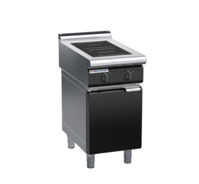 waldorf bold in8200lr2-cd-b0 450mm electric induction cooktop on cabinet base with door and low splashback