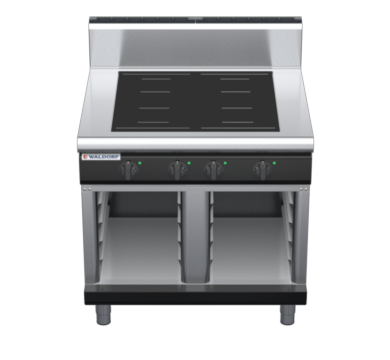 waldorf bold in8400hf-cb-b0 900mm electric induction cooktop on cabinet base with high splashback