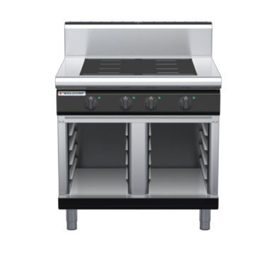 waldorf bold in8400hf-cb-b0 900mm electric induction cooktop on cabinet base with high splashback
