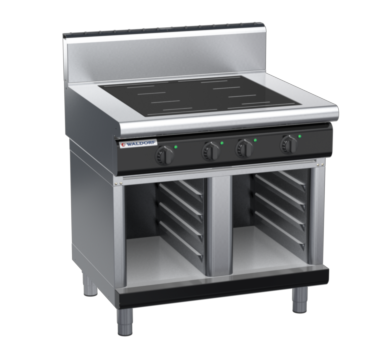waldorf bold in8400hf-cb-b0 900mm electric induction cooktop on cabinet base with high splashback