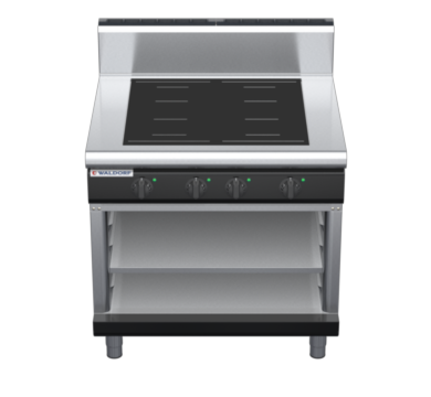 waldorf bold in8400hf-ob-b0 900mm electric induction cooktop on open base with high splashback
