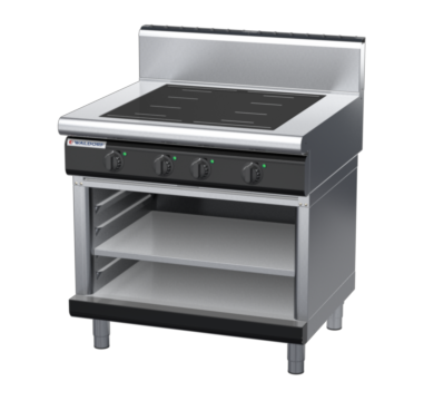 waldorf bold in8400hf-ob-b0 900mm electric induction cooktop on open base with high splashback