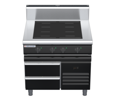 waldorf bold in8400hf-rb-b0 900mm electric induction cooktop on refrigerated base with high splashback