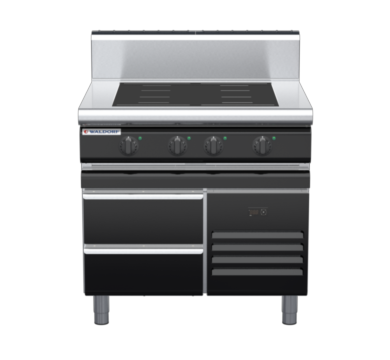 waldorf bold in8400hf-rb-b0 900mm electric induction cooktop on refrigerated base with high splashback