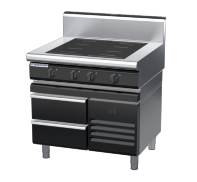 waldorf bold in8400hf-rb-b0 900mm electric induction cooktop on refrigerated base with high splashback