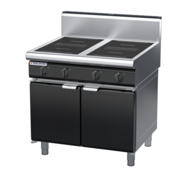 waldorf bold in8400hr5-cd-b0 900mm electric induction cooktop on cabinet base with door and high splashback