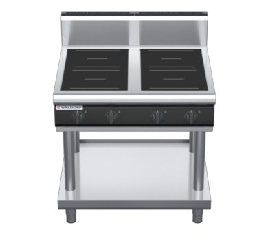waldorf cue in8400hr5-ls-c0 900mm electric induction cooktop on leg stand with high splashback