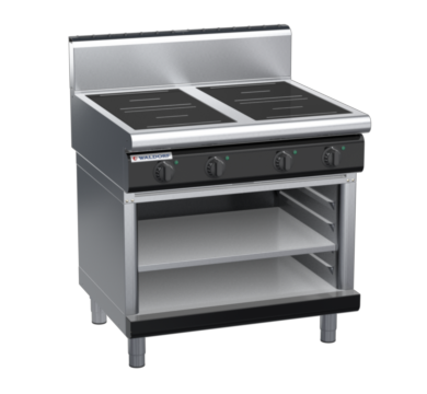 waldorf bold in8400hr3-ob-b0 900mm electric induction cooktop on open base with high splashback