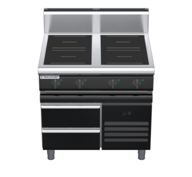 waldorf bold in8400hr3-rb-b0 900mm electric induction cooktop on refrigerated base with high splashback