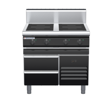 waldorf bold in8400hr3-rb-b0 900mm electric induction cooktop on refrigerated base with high splashback