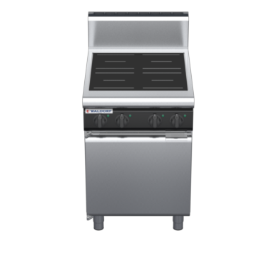 waldorf cue in8400hr2-cd-c0 600mm electric induction cooktop on cabinet base with door and high splashback