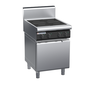 waldorf cue in8400hr2-cd-c0 600mm electric induction cooktop on cabinet base with door and high splashback