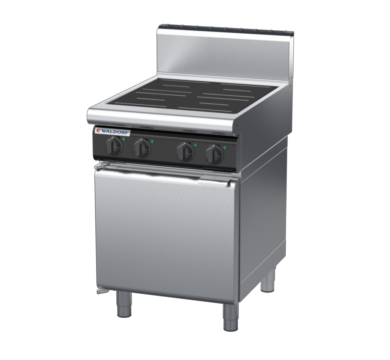 waldorf cue in8400hr2-cd-c0 600mm electric induction cooktop on cabinet base with door and high splashback