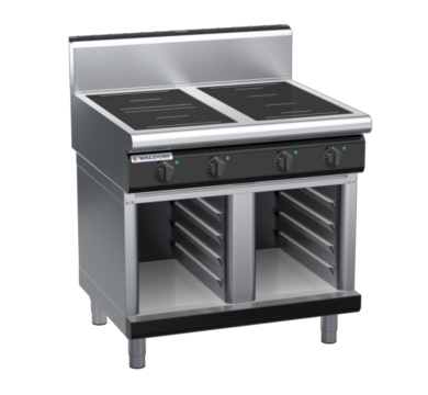 waldorf bold in8400hr5f-cb-b0 900mm electric induction cooktop on cabinet base with high splashback