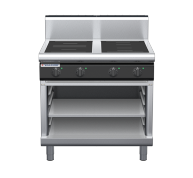 waldorf cue in8400hr5f-ob-c0 900mm electric induction cooktop on open base with high splashback