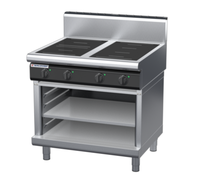 waldorf cue in8400hr5f-ob-c0 900mm electric induction cooktop on open base with high splashback