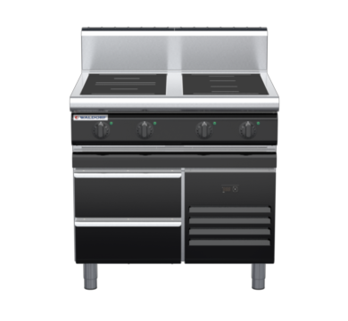 waldorf bold in8400hr3f-rb-b0 900mm electric induction cooktop on refrigerated base with high splashback