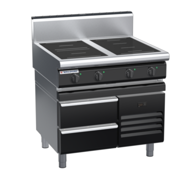 waldorf bold in8400hr3f-rb-b0 900mm electric induction cooktop on refrigerated base with high splashback