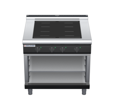 waldorf bold in8400lf-ob-b0 900mm electric induction cooktop on open base with low splashback