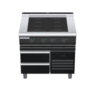 waldorf bold in8400lf-rb-b0 900mm electric induction cooktop on refrigerated base with low splashback