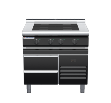 waldorf bold in8400lf-rb-b0 900mm electric induction cooktop on refrigerated base with low splashback