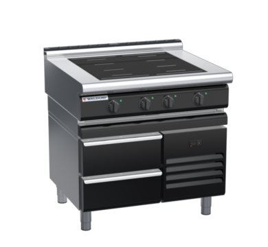 waldorf bold in8400lf-rb-b0 900mm electric induction cooktop on refrigerated base with low splashback