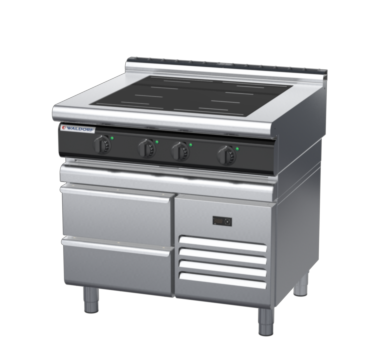 waldorf cue in8400lf-rb-c0 900mm electric induction cooktop on refrigerated base with low splashback