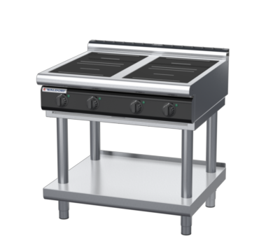 waldorf cue in8400lr5-ls-c0 900mm electric induction cooktop on leg stand with low splashback