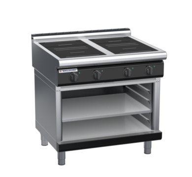 waldorf bold in8400lr5-ob-b0 900mm electric induction cooktop on open base with low splashback