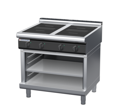 waldorf cue in8400lr5-ob-c0 900mm electric induction cooktop on open base with low splashback