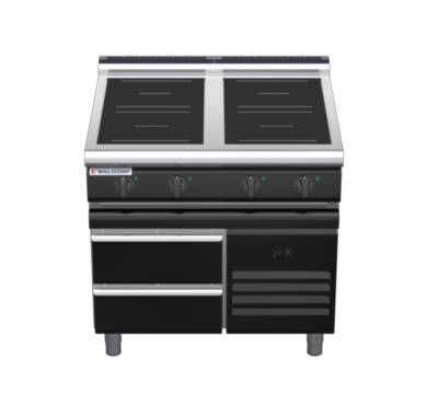 waldorf bold in8400lr3-rb-b0 900mm electric induction cooktop on refrigerated base with low splashback