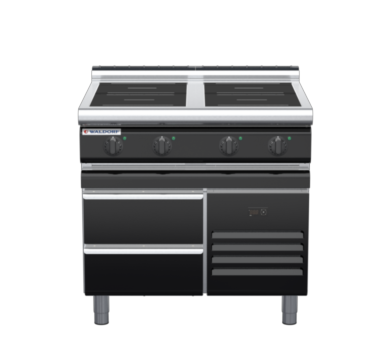 waldorf bold in8400lr3-rb-b0 900mm electric induction cooktop on refrigerated base with low splashback