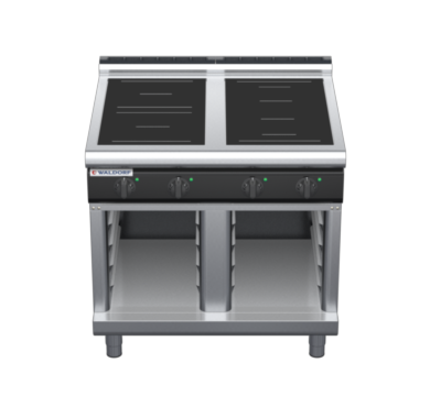 waldorf cue in8400lr5f-cb-c0 900mm electric induction cooktop on cabinet base with low splashback