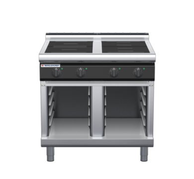 waldorf cue in8400lr5f-cb-c0 900mm electric induction cooktop on cabinet base with low splashback